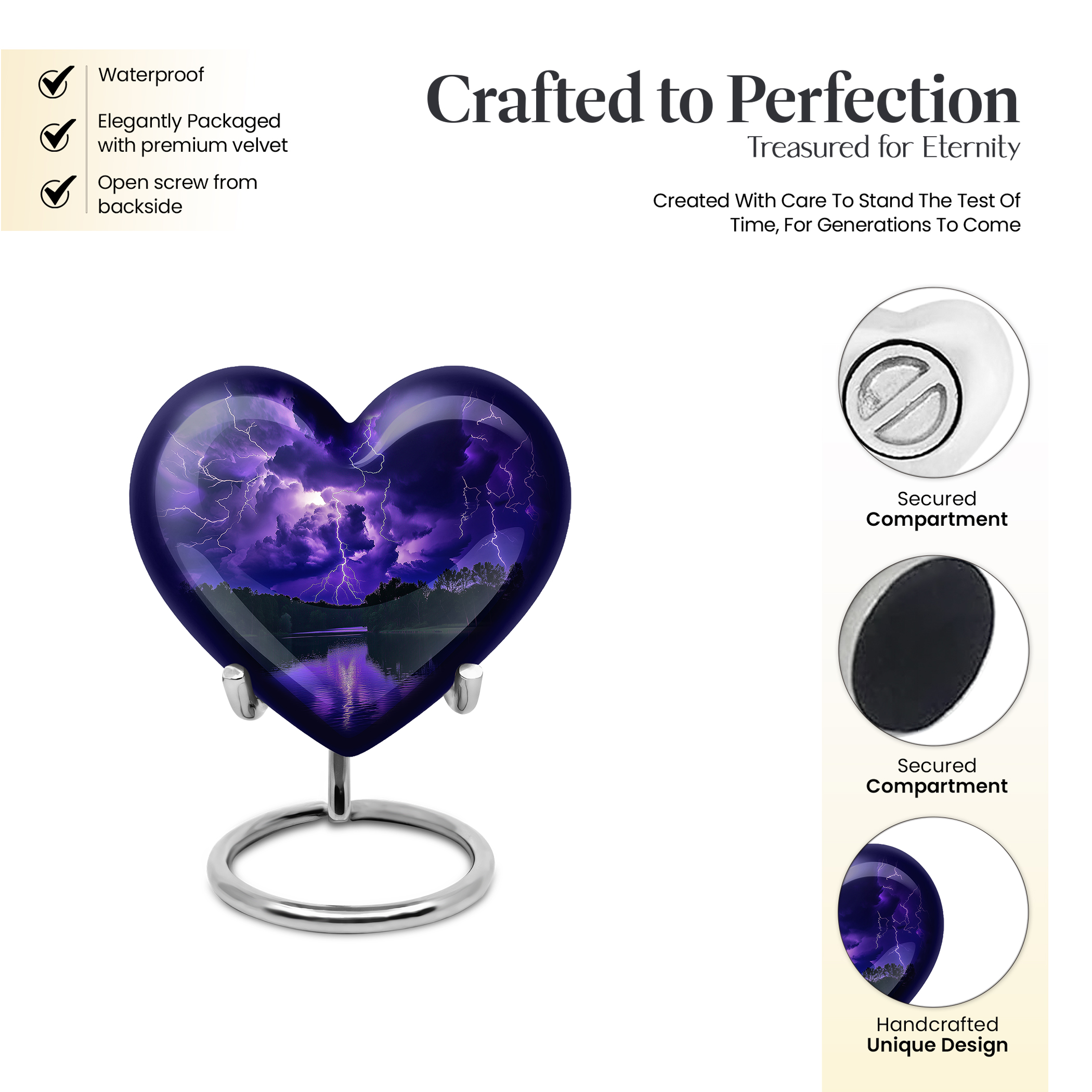 Purple Heart Urn For Human Ashes Adult Women - Purple Urns for Human Ashes Adult - Funeral Urns For Mom - Cremation Urn - 3inch, Small/Mini Size - Single 1Pcs