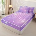thumbnail image 2 of Manfei Glowing Stars Zipper Full Size Comforter Sets with Fitted Sheet and 2 Pillowcases,Dreamy Purple Gradient Zipper Bedding Set,Colorful Stars Reversible,4pcs, 2 of 8