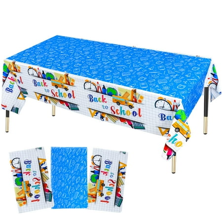 

HHLCWA 3 Pack Back to School Party Tablecloth First Day of School Plastic Party Table Covers Welcome Back to School Theme Party Decorations Supplies 86.6 x 51.2in