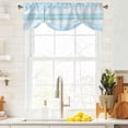 thumbnail image 4 of Tie Up Valances for Windows, Gradient Aqua Blue Adjustable Valance Curtains Window Treatment for Living Room, Modern Rustic Minimalist Pastel Solid Rod Pocket Kitchen Curtains & Drapes 60x18 Inch, 4 of 9