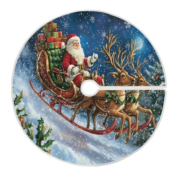 Ryvnso Christmas Tree Skirt Christmas Santa Claus Reindeer Xmas Tree Skirts Ornament Home Decorations 35.4"