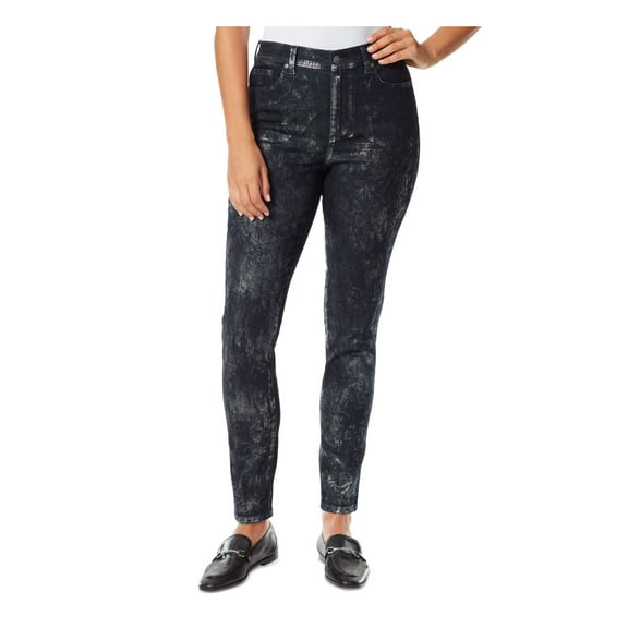 GLORIA VANDERBILT Womens Navy Pocketed Zippered Button Closure High Waist Jeans 8
