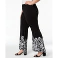thumbnail image 3 of I.N.C Womens Scroll Tulip Casual Wide Leg Pants, Black, Plus Size, 24W, 3 of 4
