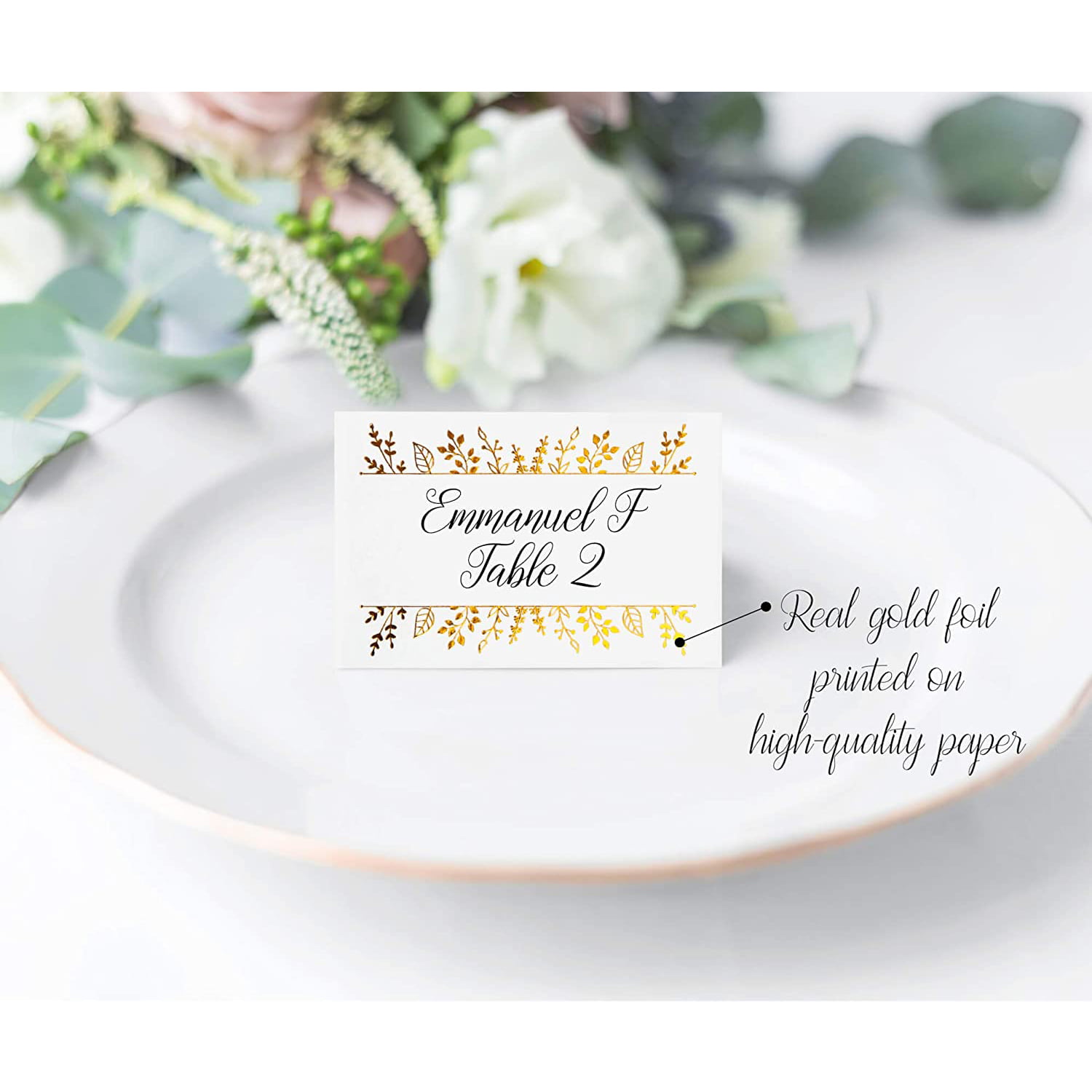 Talking Tables Party Porcelain Gold Vintage Lace Design Place Cards Wedding 