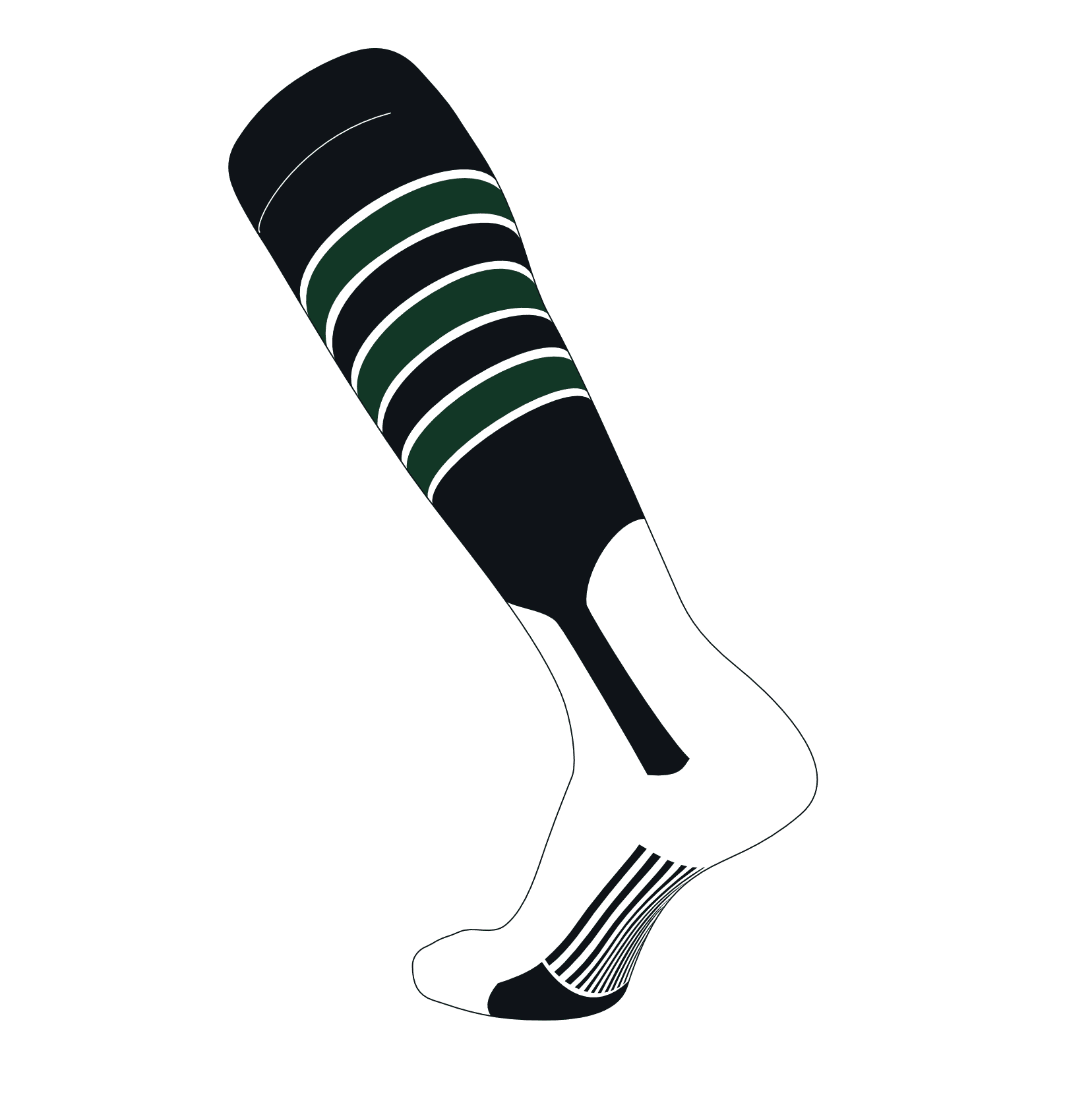 TCK Elite Baseball Knee High Stirrup Socks (D, 7in) Black, White, Dk