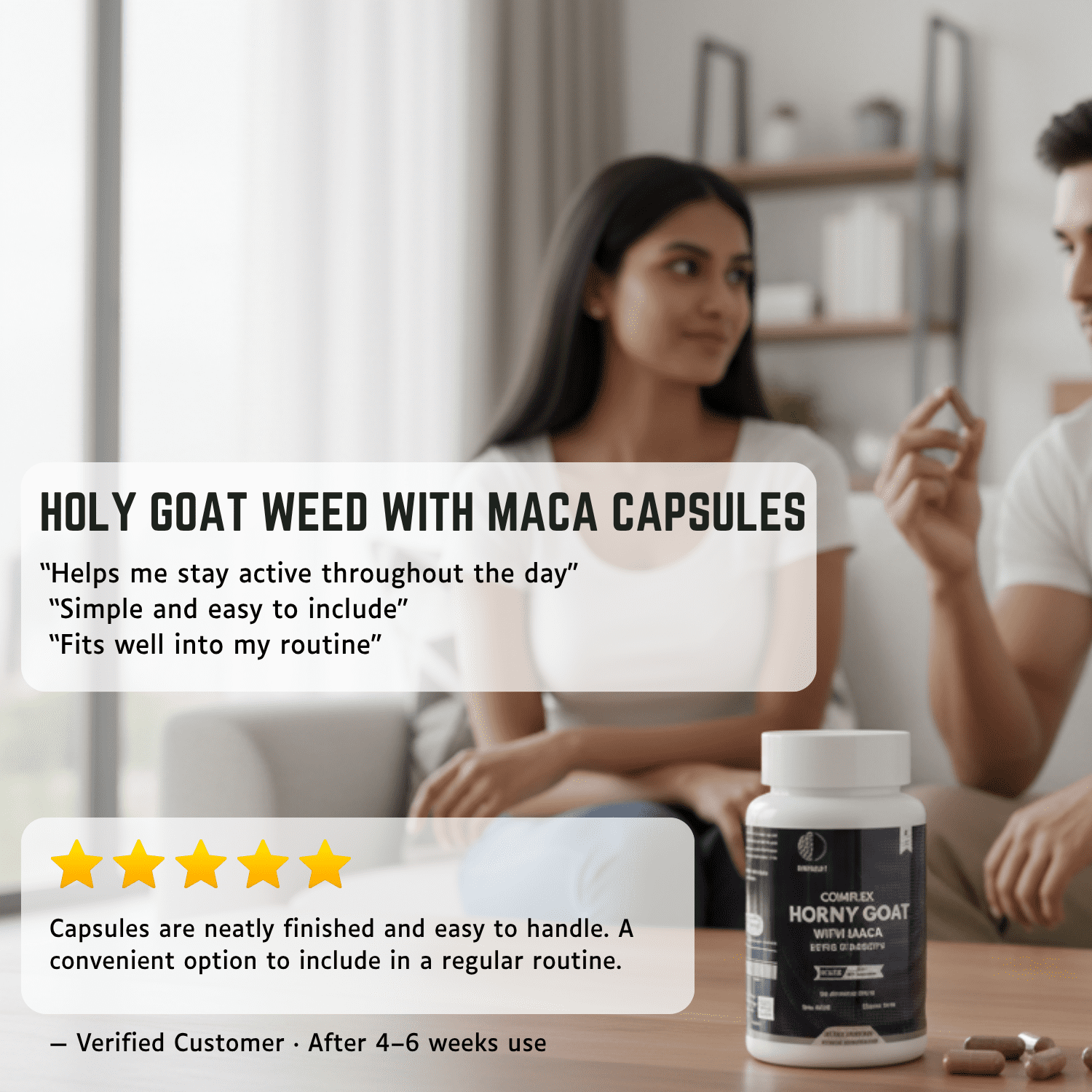 Heroot Goat Weed Capsule Maca Root 500mg Supports Stamina & Saw Palmetto, 120 Capsules