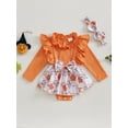 thumbnail image 2 of aturustex Halloween Clothes for Baby Girls Rompers Dress 0 3M 6M 12M 18M Infant Crew Neck Ghost Flower Print Bodysuits Skirt Hem Long Sleeve Jumpsuitstle Girl Fashion Cute Daily Fall Outfits, 2 of 8