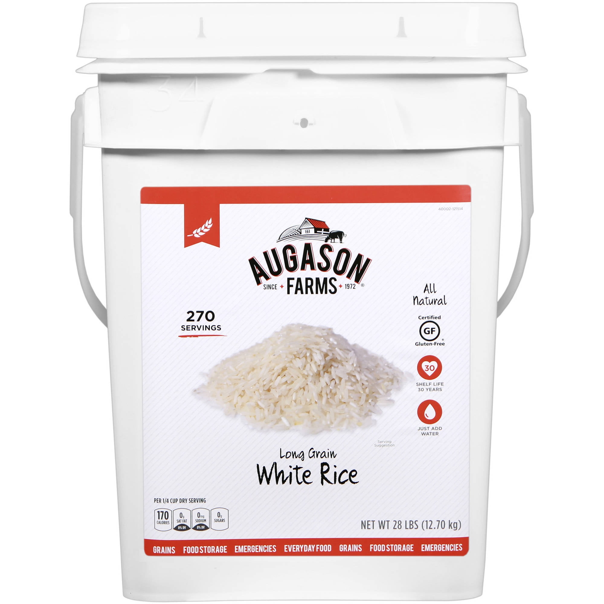 Augason Farms Emergency Food Long Grain White Rice, 28 lb by Generic