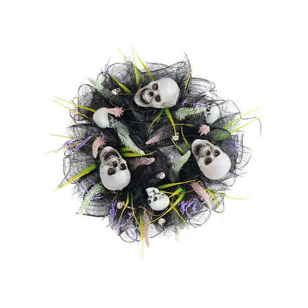 Puerta delantera de Halloween Calaveras Corona Colgador de pared Suministros para fiestas Decoración Diámetro 40 cm