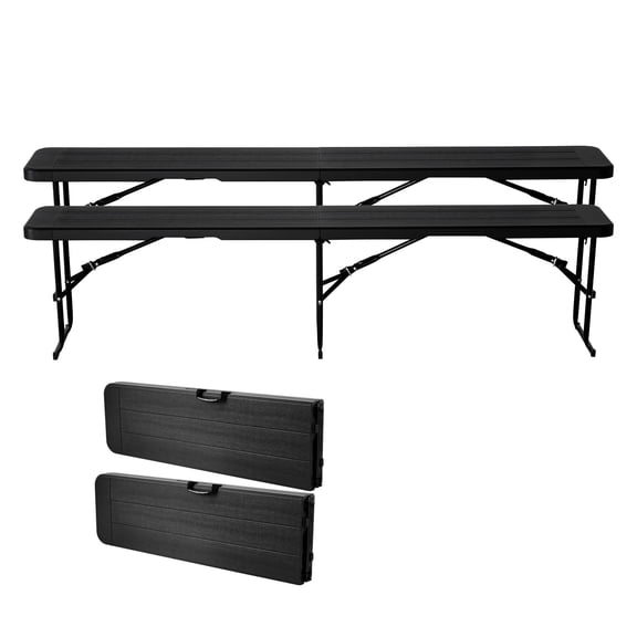 Dranite 2-Pcs 6FT Folding Bench,HDPE Outdoor Bench for Picnic Garden Party,with Carry Bags