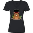 thumbnail image 3 of Inktastic Groundhog Day with Groundhog in Top Hat Women's V-Neck T-Shirt, 3 of 5