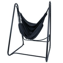 Sunnydaze Polycotton Indoor or Outdoor Hammock Hanging Chair with A-Frame Steel Stand - Black