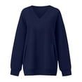 thumbnail image 5 of VV AVEORS Womens V Neck Sweatshirt With Pockets Hoodless Hoodies Fleece Pullover Dressy Casual Loose Fit Long Sleeve Tops Royal Blue XL, 5 of 9