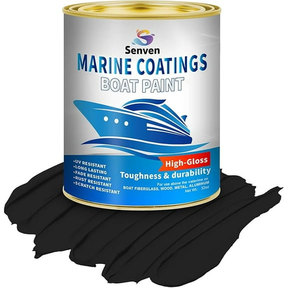35-ounce heavy-duty Marine paint - bright black epoxy enamel coating, UV resistant and salt water resistant - suitable for anti-corrosion paint on ships, yachts, fiberglass, aluminum, and metal surfa