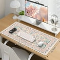 thumbnail image 2 of Pink Floral Desk Mat, Pad, XXL Large Mouse Anti-Slip Big Mousepad with Stitched Edges, Computer Pads for Desktop Women(Pink), 2 of 4