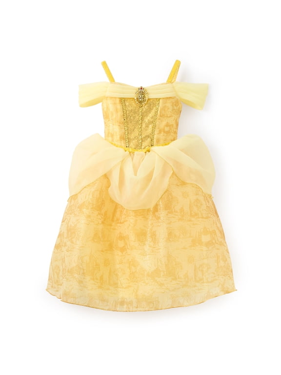 Official Princess Belle Halloween Costume for Kids - Role Play Outfit for Pretend Play - Disney Princess Dresses for Girls - Beauty and the Beast Costume - Size 5/6