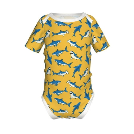 

Junzan Shark Print Print Short-Sleeve Baby Climbing Clothes Bodysuits for Infant One-Piece for Baby Boys & Girls Baby Clothes Baby Romper with Snap Closure-18 Months