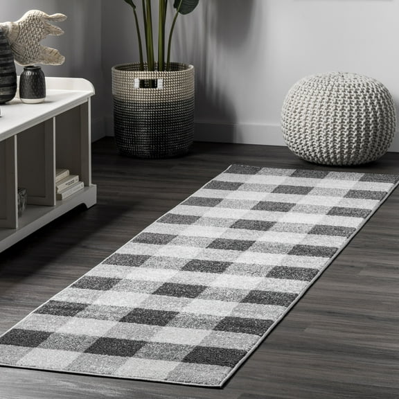 nuLOOM Aisha Buffalo Plaid Area Rug, 2' 5" x 9' 6", Runner, Aisha Grey