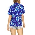 thumbnail image 2 of HAPPY BAY Hawaiian Shirts Womens Casual Summer Beach Party Blouse Shirt Dressy Blouses Short Sleeve Vacation Tops Button up Dress Shirts T Shirts for Women XL Floral, Blue, 2 of 5