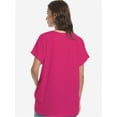 thumbnail image 5 of 3-pack Hot Pink Women's Tshirts Casual V Neck Short Sleeve Loose Summer Tunic Tops, 5 of 5