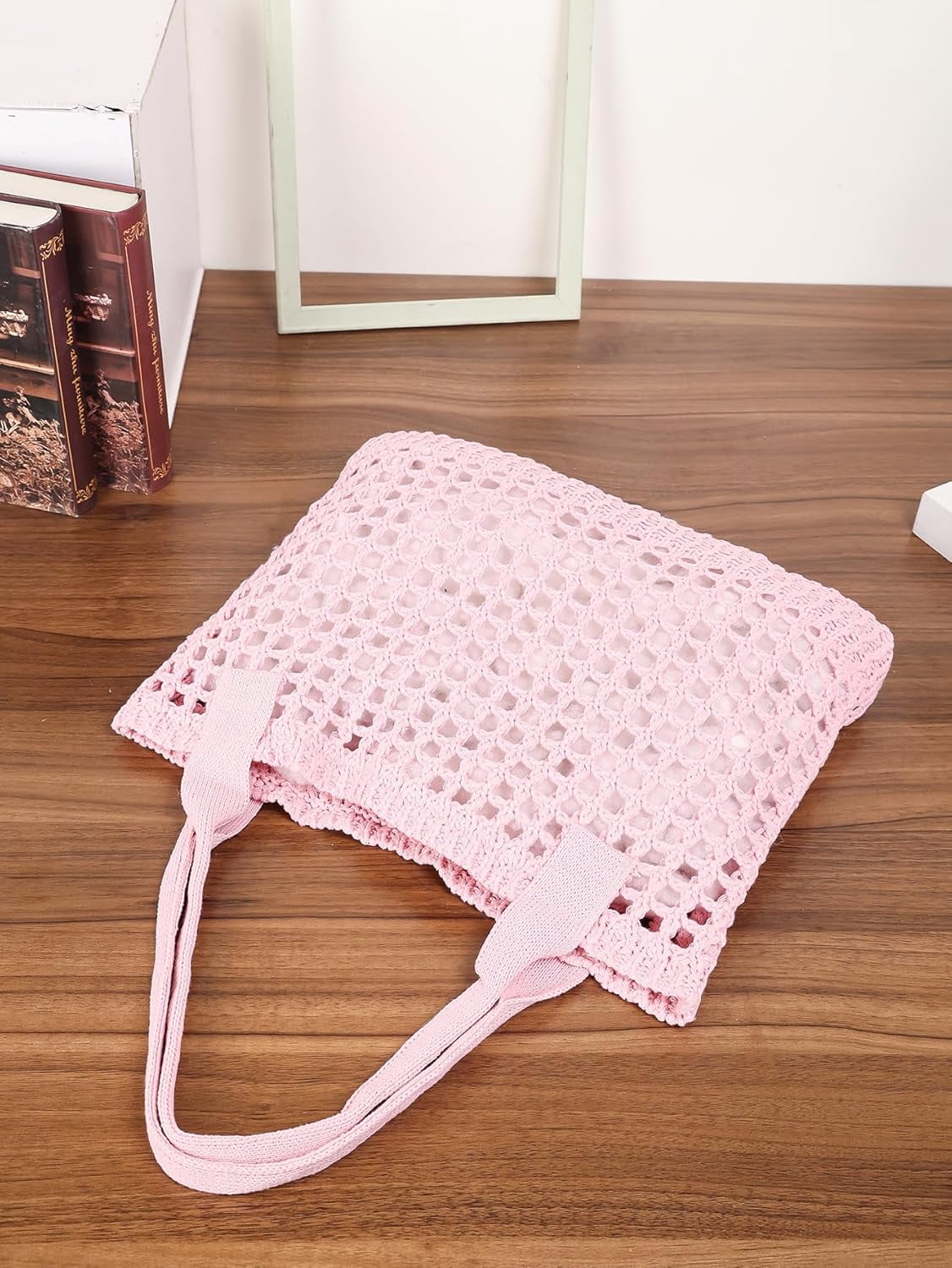 CAILDANL Women's Beach Tote Bag, Crochet Knit Hollow Design, Stylish Tote for Beach,Travel and Everyday Use Aesthetic Handbag