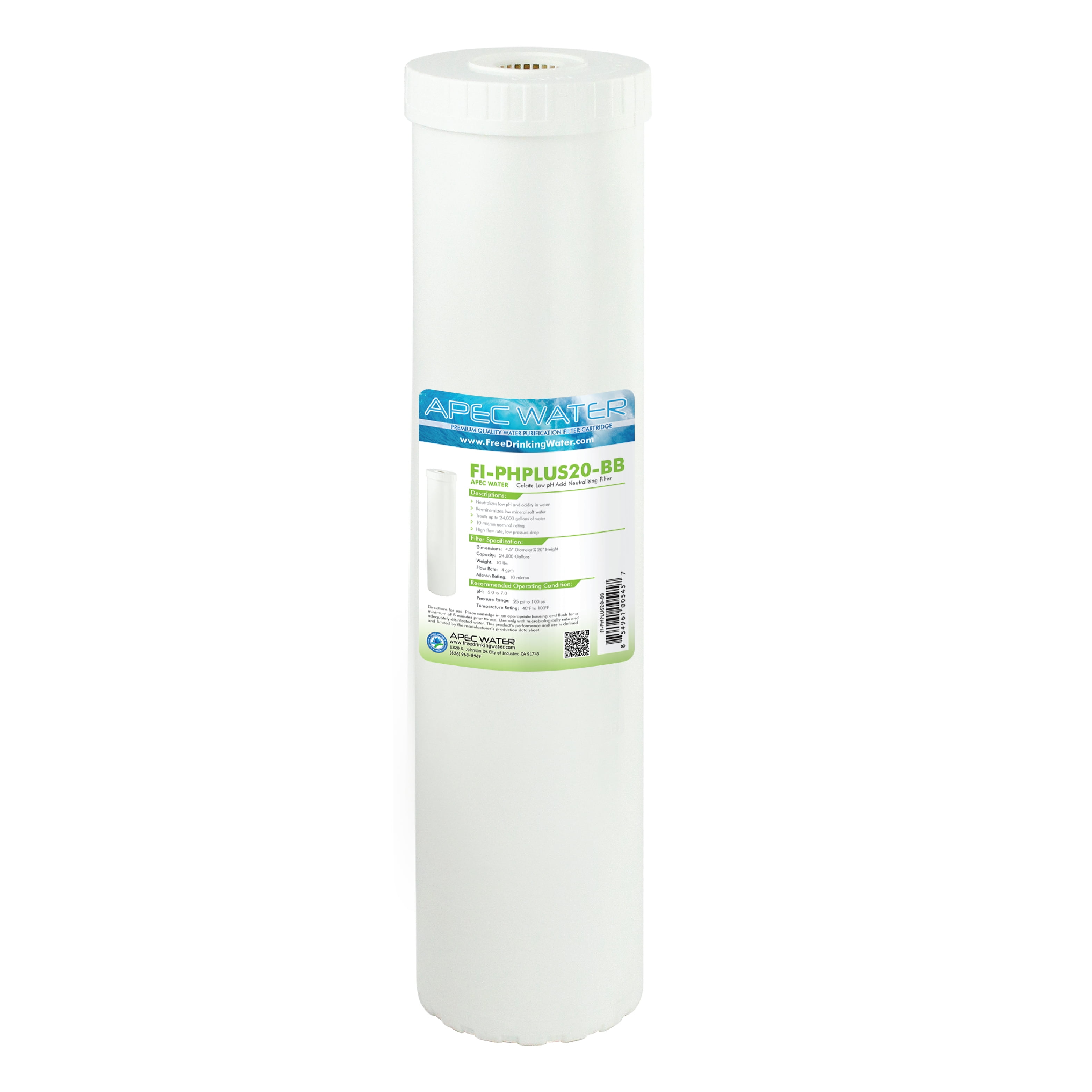 APEC 10" High Purity pH+ Calcium Carbonate Alkaline Filter with ¼