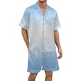 thumbnail image 1 of Men's Gradient Printed Silk Satin Short Sleeve Button Up Pajama Loungewear Set for Comfortable Sleep, 1 of 4