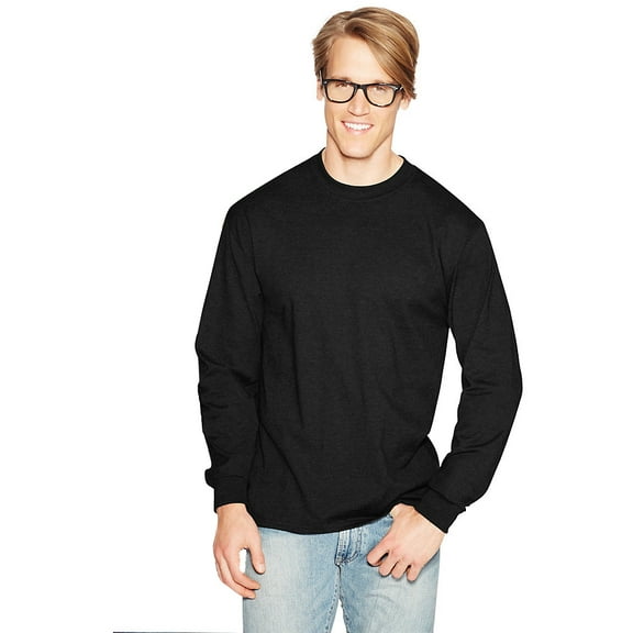 Hanes Adult Beefy-T Long-Sleeve T-Shirt , 5186 , Black , XX-Large