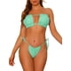 thumbnail image 1 of INSPIRAR CHIC Conjuntos de Bikini de Ropa de Mujer con Volantes y Pliegues, 2 Piezas, Bikini de Corte Alto con Lazos Lateral, Trajes de Baño Grande Verde Turquesa, 1 of 4