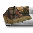 thumbnail image 3 of Scenery Soft Flannel Fleece Blanket, Scary Horror Movie Themed Abandoned House in Pale Grass Garden Sunset Photo Print, Cozy Plush for Indoor and Outdoor Use, 60" x 80", Multicolor, by Ambesonne, 3 of 6