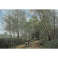thumbnail image 2 of Jean-Baptiste-Camille Corot 18x13 Gold Ornate Wood Frame and Double Matted Museum Art Print Titled - City of Avray - Le Cavalier at the Entrance to the Wood (1873), 2 of 4