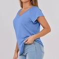 thumbnail image 4 of Mgmyaa Womens V-Neck T Shirts Cap Pleated Short Sleeve Basic Tees Lightweight Summer Tops, 4 of 8
