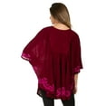 thumbnail image 2 of Sakkas Lynda Two Tone Batik Embroidered Palm Tree Peasant Top / Poncho - Burgandy / Pink - One Size Regular, 2 of 5