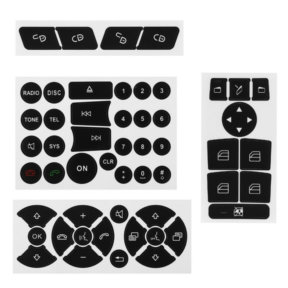 Car Interior Button Repair Decals Kit Steering Wheel Window Switch Trim Stickers Set Compatible for MercedesBenz 2007-2014