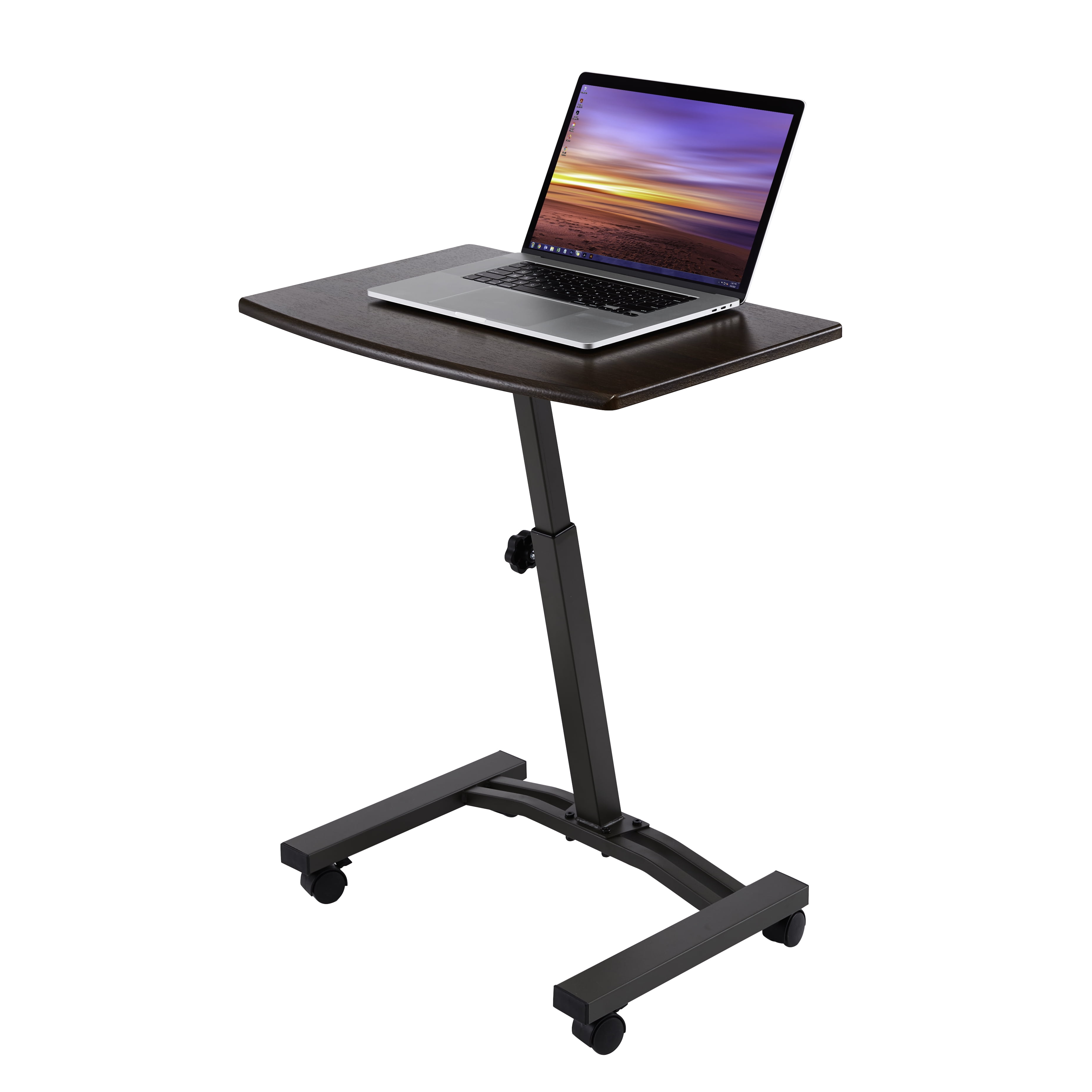 Seville Classics Mobile Laptop Computer Desk Cart Walnut WEB162 Height-Adjustable from 20.5 to 33