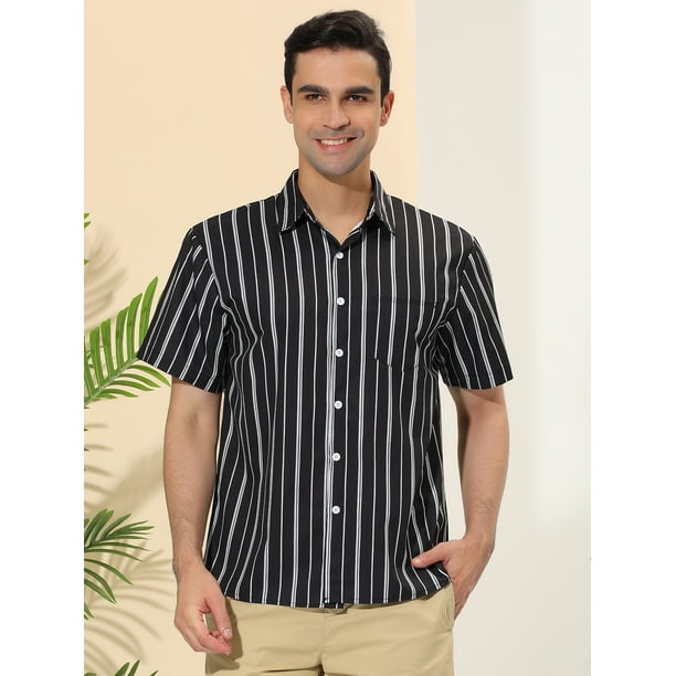 Camisa Hawaiana Camisa Rayas Blanca Y Negra Camisa Hawaiana Rayas
