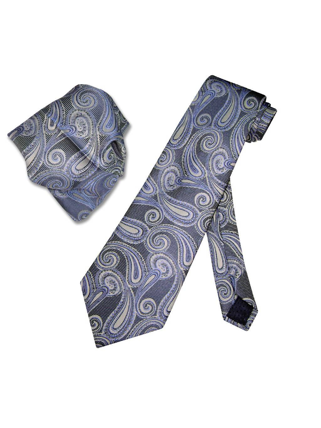 MENDENG Men Black Green Paisley Silk Necktie Ties Handkerchief 2 Pieces Tie Sets