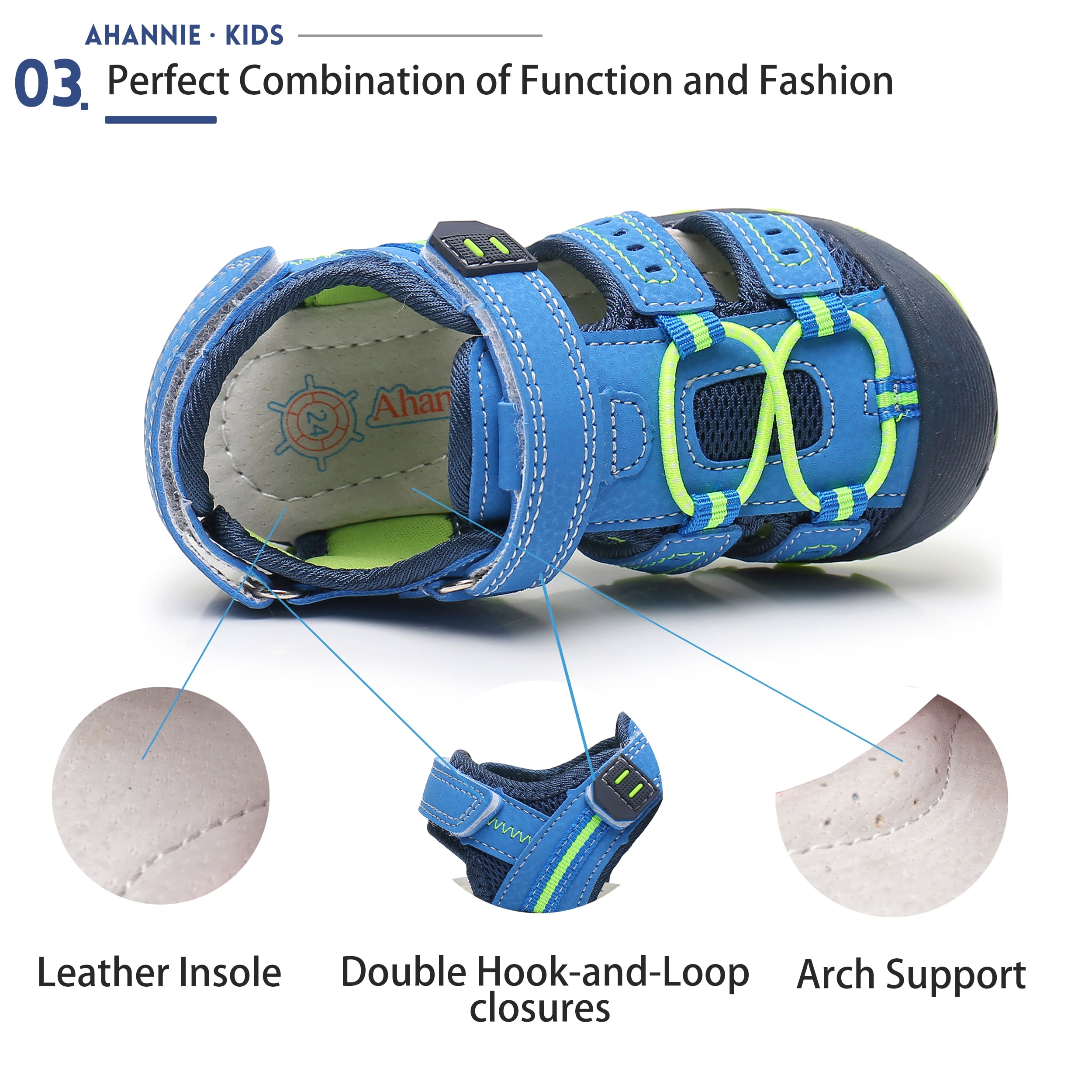 Ahannie Boys & Girls Outdoor Sport Sandals,Kids Closed Toe Beach Sandals, Toddler Summer Sandals