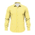 thumbnail image 5 of Gamivast Men's Gingham Shirt Button Down Long Sleeve Collared Regular Fit Checkered Casual Shirt for Office Work Travel Weekend and Everyday Wear Yellow L, 5 of 5