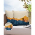 thumbnail image 6 of Pack of 2 Outdoor Pillow Covers, Cartoon Yellow Mountains Cactus Desert Sunset Waterproof Square Throw Pillowcase Cushion Decorative Pillow Covers for Couch Patio Tent, 16x16 in, 6 of 6