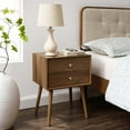 thumbnail image 2 of Nightstand Side End Table w/ USB, Wood, Brown Walnut, Modern Contemporary Urban Design, Bedroom Master Guest Suite Living Room, 2 of 9