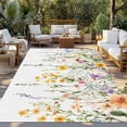 thumbnail image 3 of Outdoor Rug 5x7 ft Cottagecore Floral Waterproof Outdoor Patio Rug Mat Non Slip Outside Area Rugs Carpet for RV,Camping,Porch,Deck,Pool,Balconybackyard,Colorful Watercolor Flowers Leaves, 3 of 9
