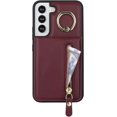 thumbnail image 3 of Samsung Galaxy S22 Case with Card Holder for Women, Samsung Galaxy S22 Phone Case Wallet with Credit Card with Ring Kickstand Zipper Shockproof Slim Stand Case - Red Wine, 3 of 14