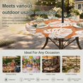 thumbnail image 6 of Round Outdoor Tablecloth with Umbrella Hole and Zipper, Tropical Leaves Tablecloth with Elastic Waterproof, Summer Plants Natural Rustic Orange Patio Table Covers for 31" - 35" Picnic Pool Tables, 6 of 9