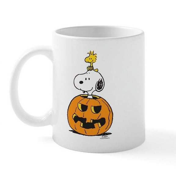 CafePress - Snoopy And Woodstock Hall 15 Oz Ceramic Large Mug - 11 oz Ceramic Mug - Novelty Coffee Tea Cup