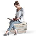 thumbnail image 2 of Geometric Pouf Cover with Zipper, Soft Colored Tribal Arrangement with Horizontally Aligned Lines Arrows Pattern, Soft Decorative Fabric Unstuffed Case, 30" W X 17.3" L, Multicolor, by Ambesonne, 2 of 5