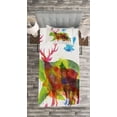 thumbnail image 3 of Ambesonne Animal Quilted Bedspread Set 2 Pcs, Alaska Animals Bear Wolf, Twin Size, Multicolor, 3 of 3