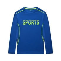 Taqqpue Boys Sports Long Sleeve Shirts Kids Logo Fall Winter Running Athletic T-Shirts Moisture Wicking Tee Tops 6-16Y