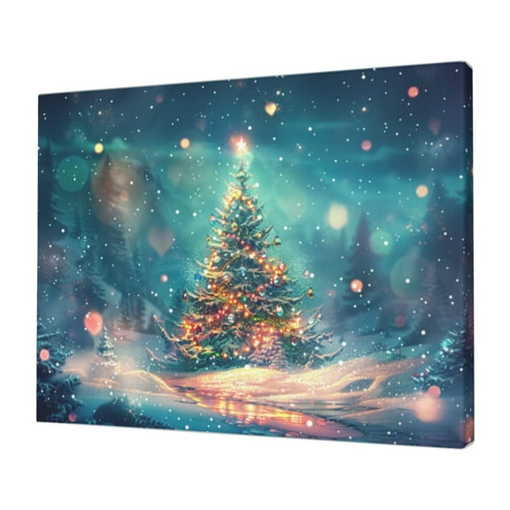 12x16 inch Art Paintings For Wall Starry Night Christmas Tree,Rustic Yard Garden,Office,Man Cave,Kitchen Wall Decor Art Canvas Poster,Christmas Tree Modern Art Oil Painting Canvas,For Cafes