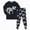 H332-Black, variant on TOWED22 Little Boys Girls Pajamas 2Pcs Long Sleeve Crewneck Top and Elastic Waist Pants Print Sleepwear Pjs Toddlers